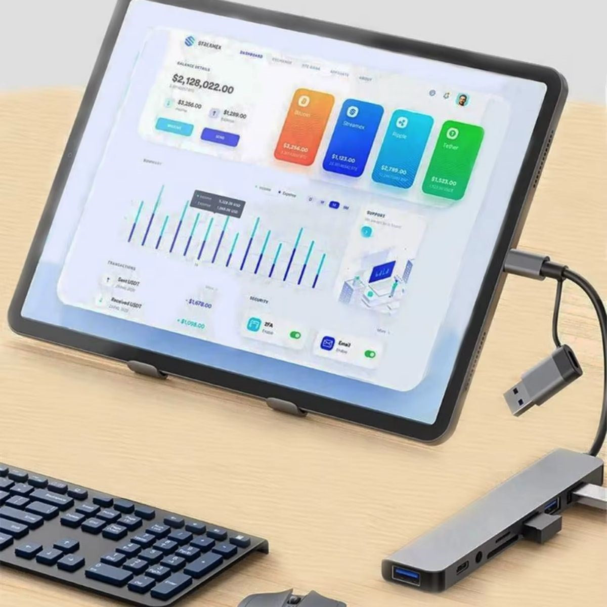 8 in 1 Usb Çevirici Notebook Macbook Type-C Uyumlu Görüntü Aktarıcı Hub (4887)