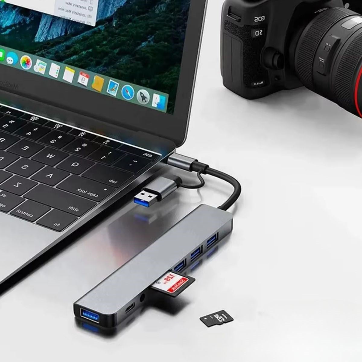 8 in 1 Usb Çevirici Notebook Macbook Type-C Uyumlu Görüntü Aktarıcı Hub (4887)