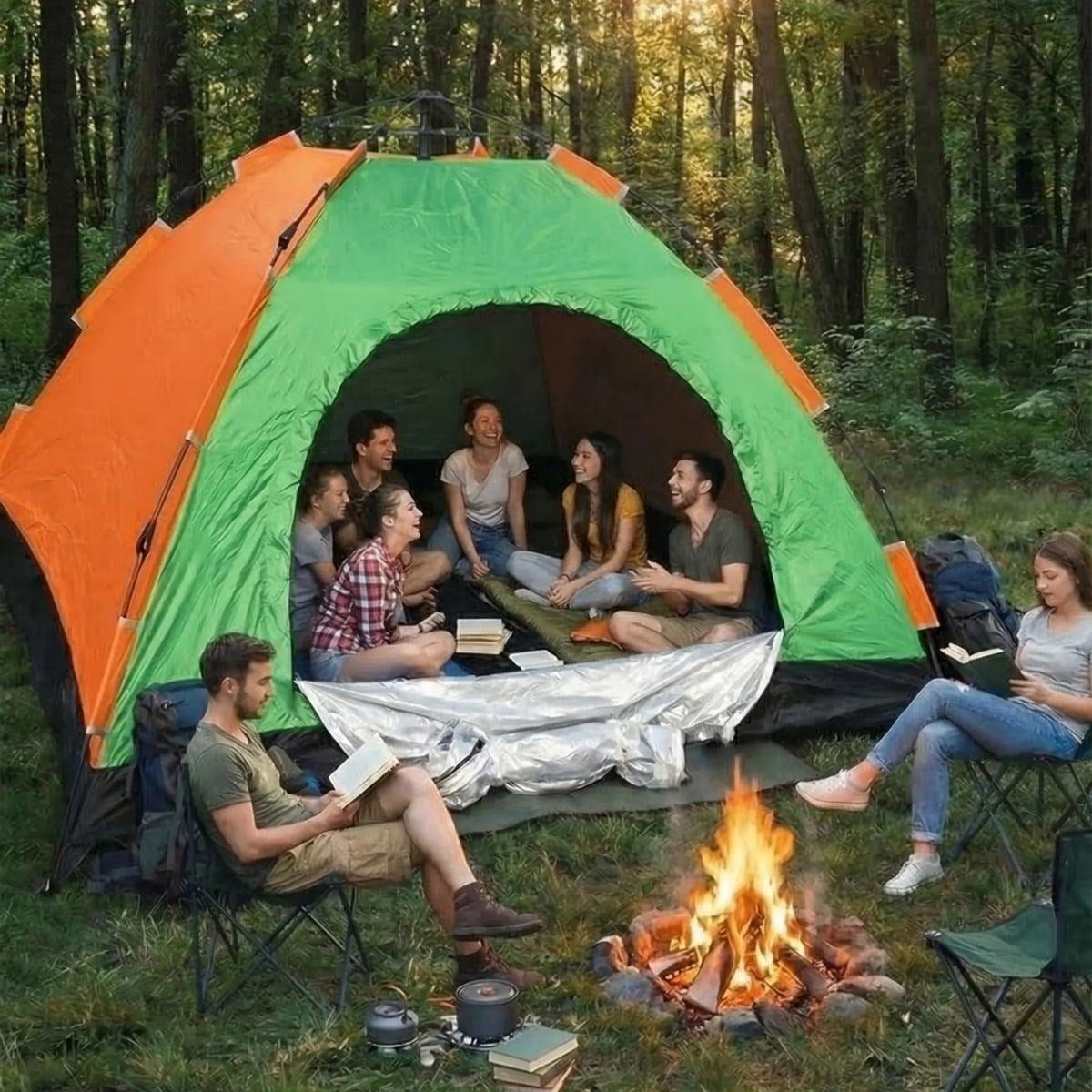 8 Kişilik Otomatik Kurulum Kamp Çadırı – Outdoor , Suya Dayanıklı Hızlı Kurulum Piknik ve Doğa İçin Geniş Aile Çadırı 250x250x165 cm (4887)