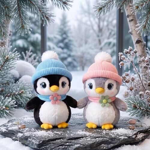 10028 ASORTİ ŞAPKALI PENGUEN PELUŞ 27CM-ZRV
