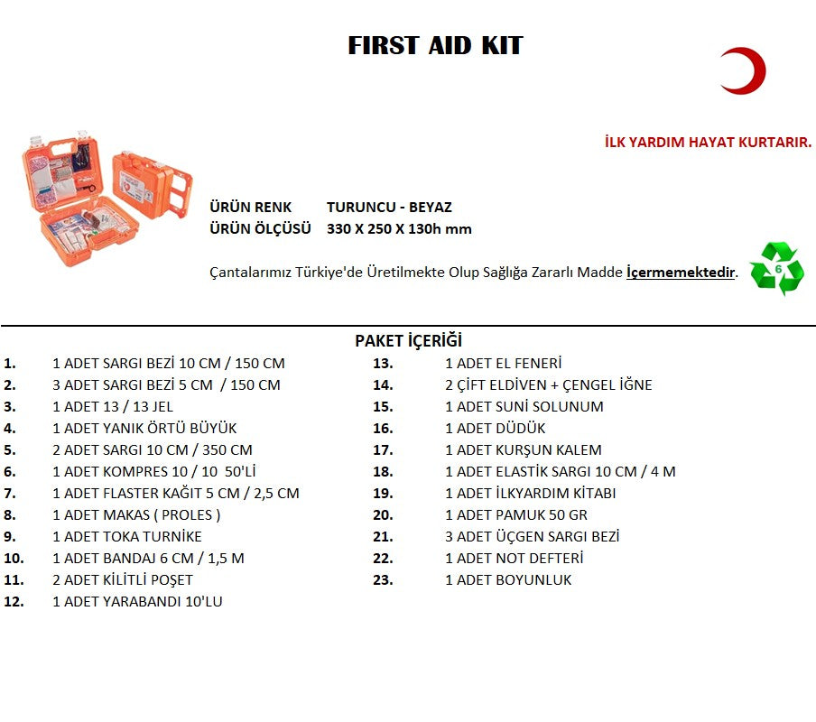Büyük Boy İlk Yardım Seti First Aid Kit (4887)