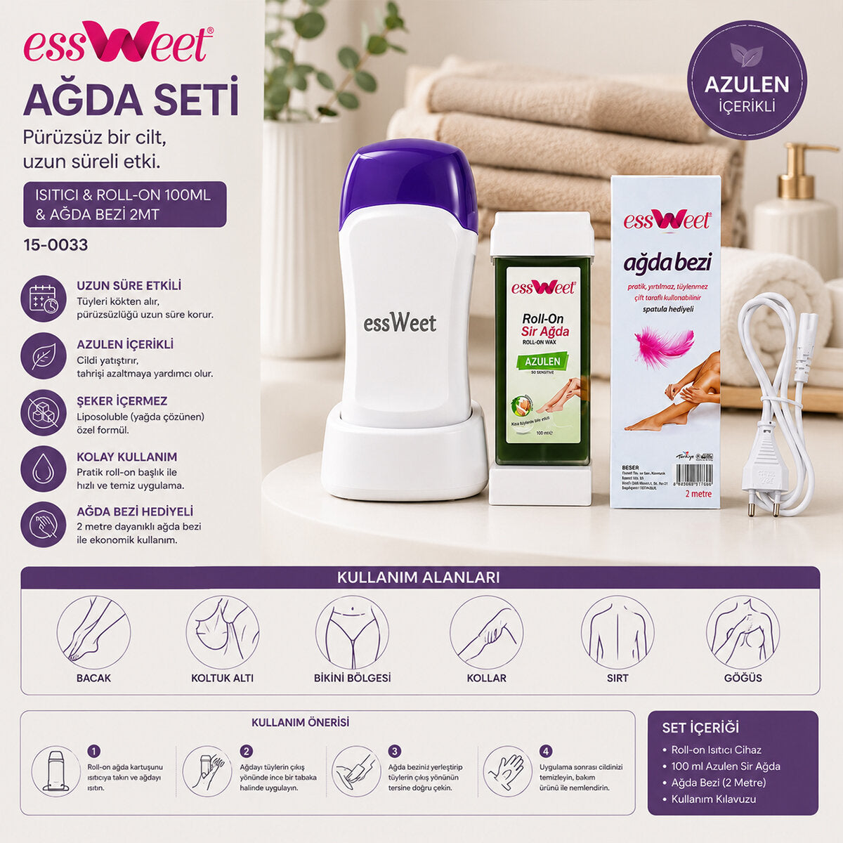 AĞDA SETİ ISITICI - ROLL-ON 100ML - AĞDA BEZİ 2MT (4887)