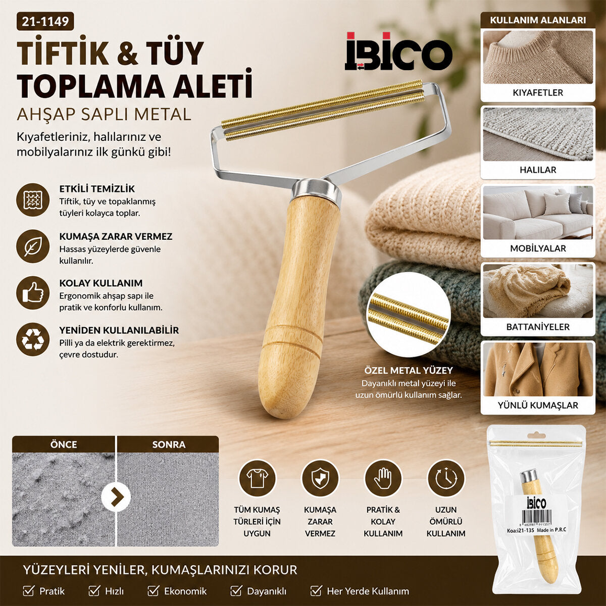 AHŞAP SAPLI METAL TİFTİK TÜY TOPLAMA (4887)