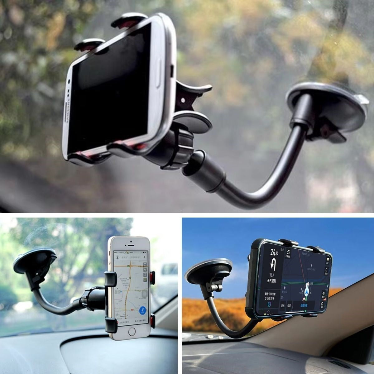 Akrobat Cama Sabitlenen Güçlü Vakumlu 360 Derece Dönen Tüm Modellere Uyan Oto Telefon Tutucu (4887)