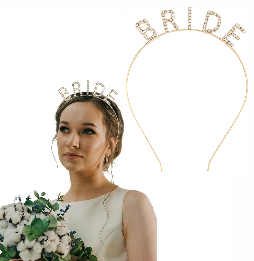 Altın Gold Renk Bekarlığa Veda Kristal Taş Bride Tacı İthal 16x10 cm (4887)