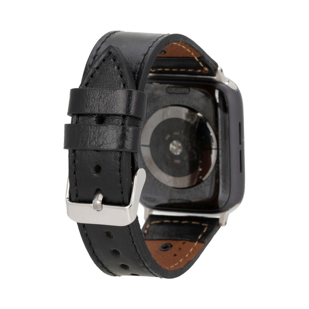 Apple Watch Uyumlu Deri Kordon 42-44-45mm RST1 Siyah