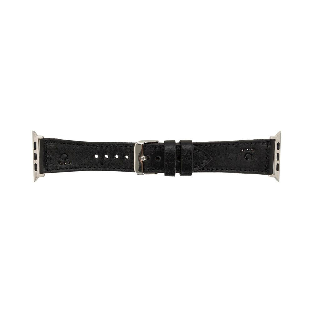 Apple Watch Uyumlu Deri Kordon 42-44-45mm RST1 Siyah