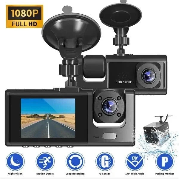 Araç Araba Kamerasi Black Box Traffic Recorder  3 Kameralı (4887)