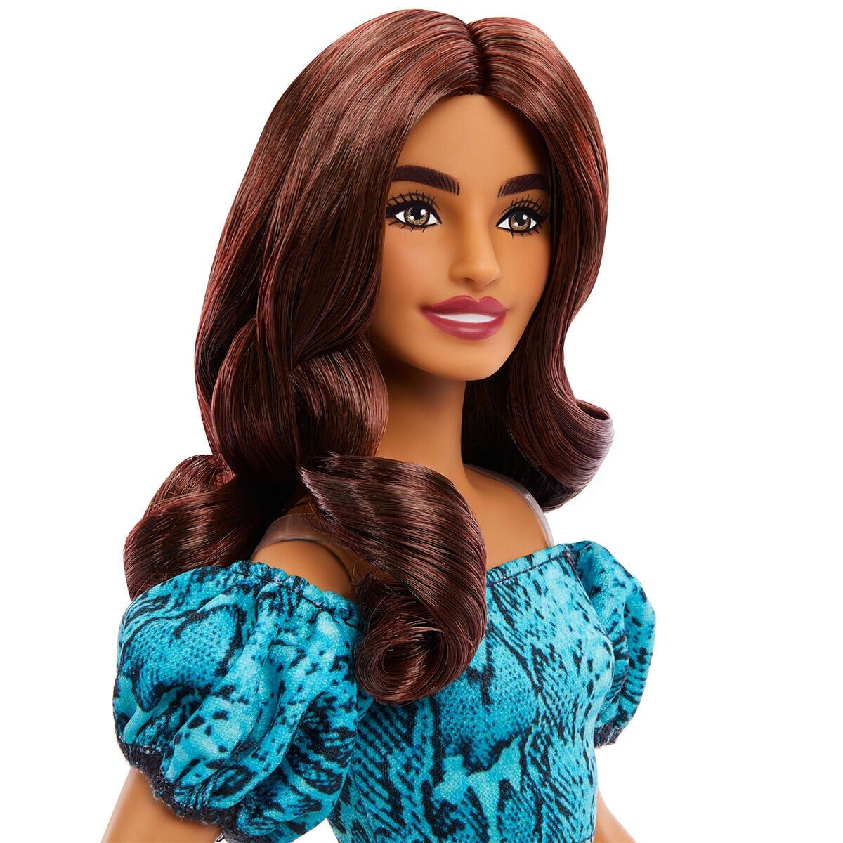 JJN63 Barbie Fashionistas - Turkuaz Renkli Leopar Desenli Elbise