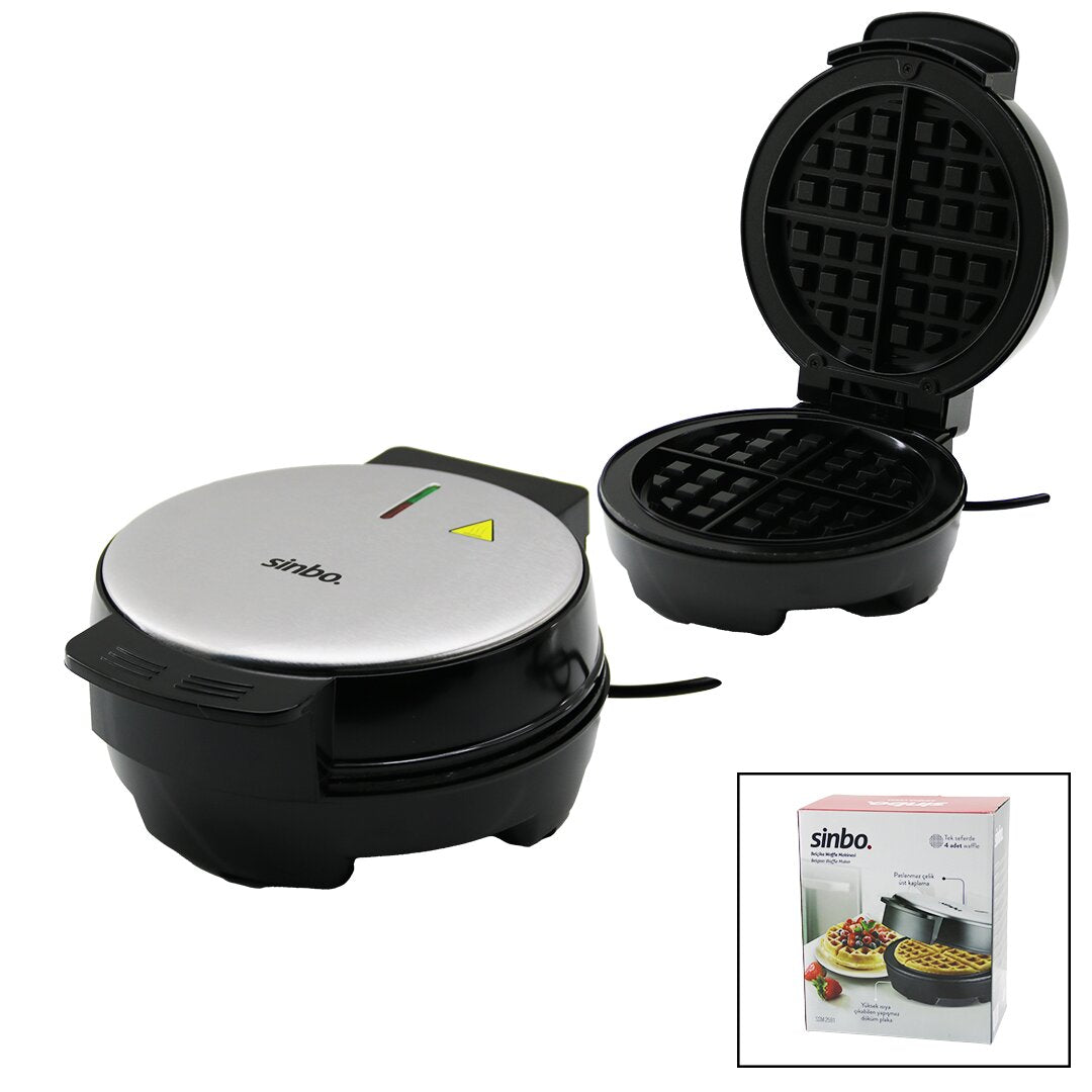 BELÇİKA WAFFLE MAKİNESİ ELEKTRİKLİ 4 WAFFLE - YAPIŞMAZ DÖKÜM PLAKA PASLANMAZ ÇELİK ÜST KAPLAMA SSM-2591 (4887)