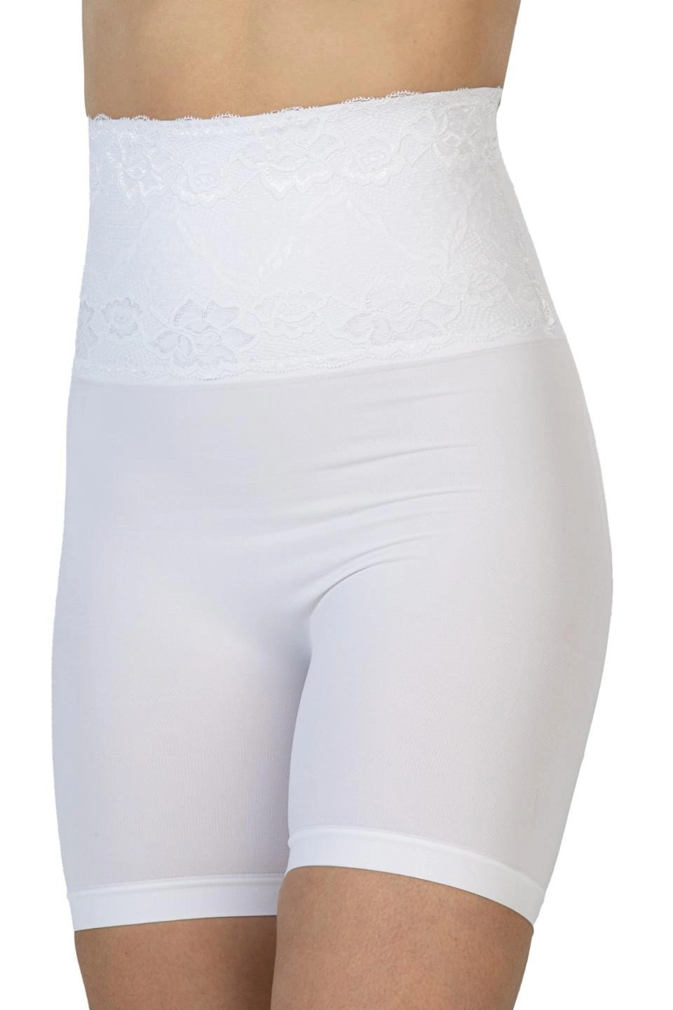 Önü Dantelli Yüksek Bel Boxer Korse - Beyaz - KLBN30562