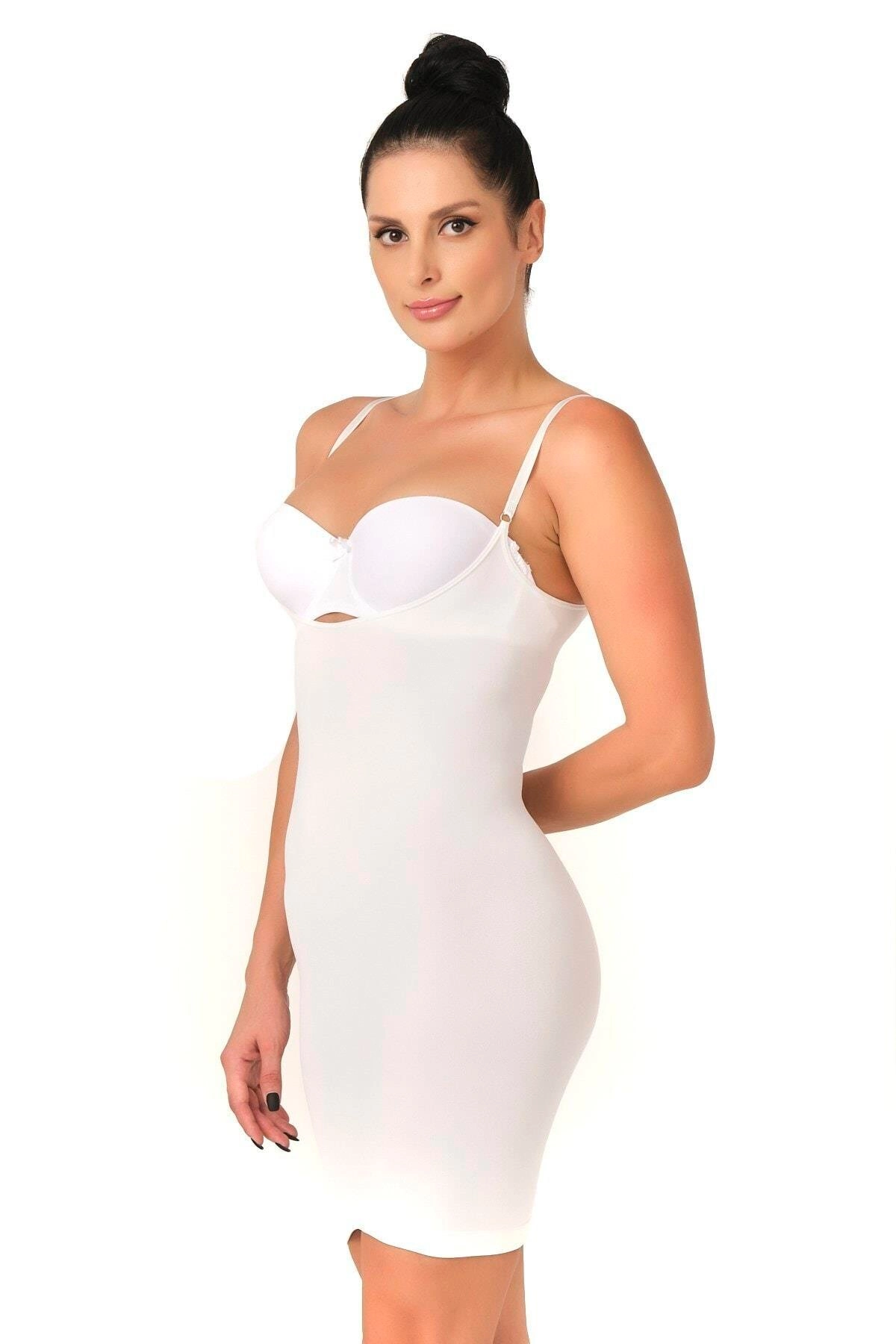 Göğsü Açık Elbise Korse - Beyaz - KLBN29578