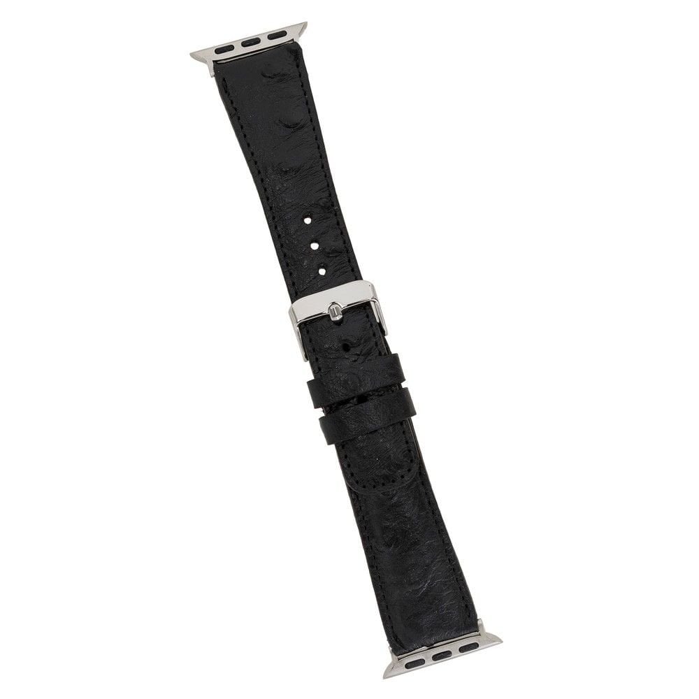 Apple Watch Uyumlu Deri Kordon 42-44-45mm DE5 Siyah