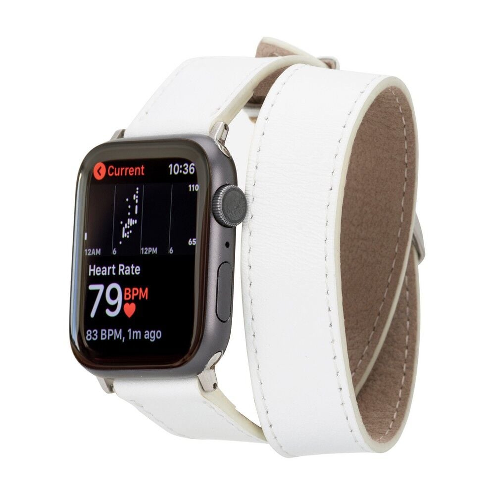 Apple Watch Uyumlu Deri Kordon 38-40-41mm DT F3 Beyaz