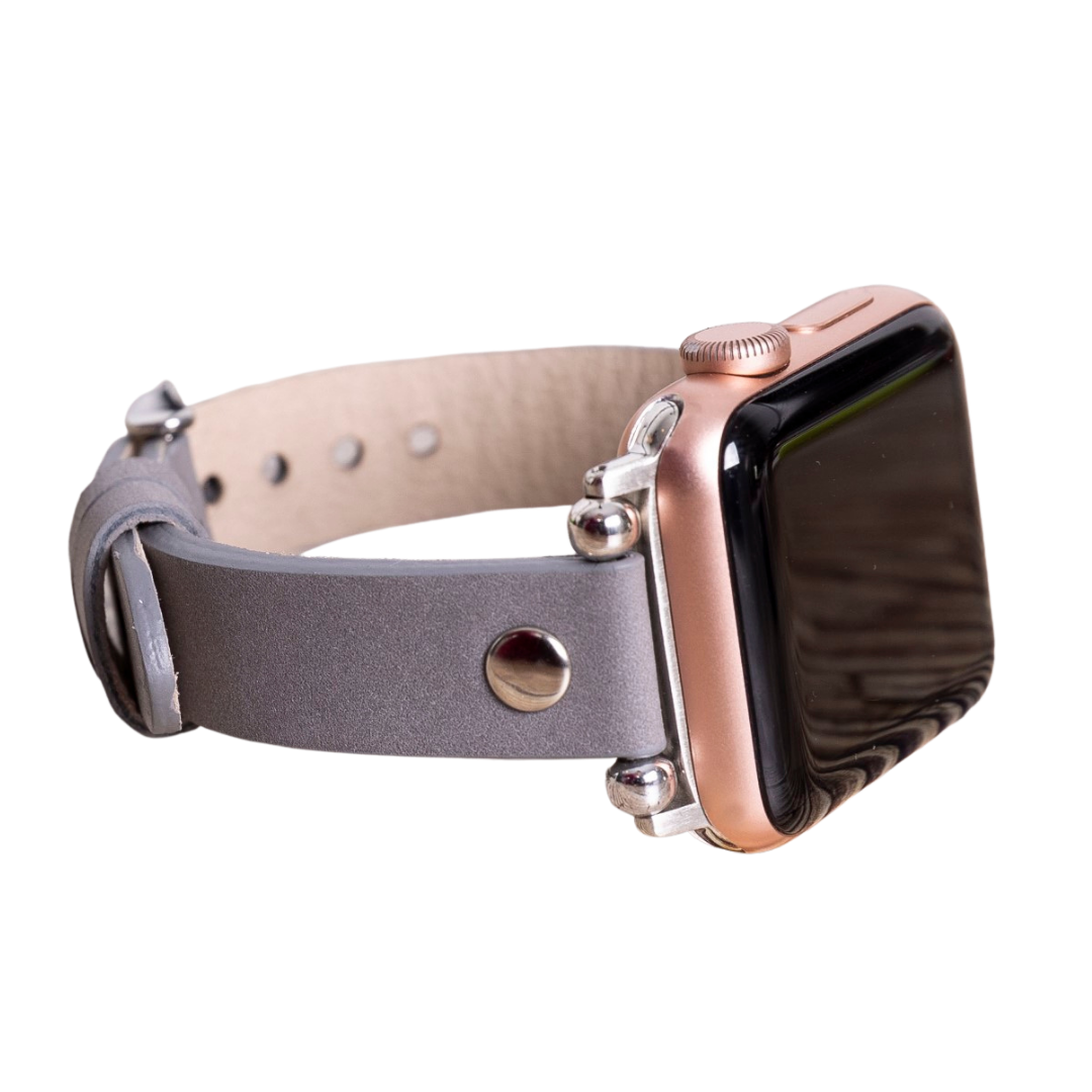 Apple Watch Uyumlu Deri Kordon 38-40-41mm ST RST9 Gri