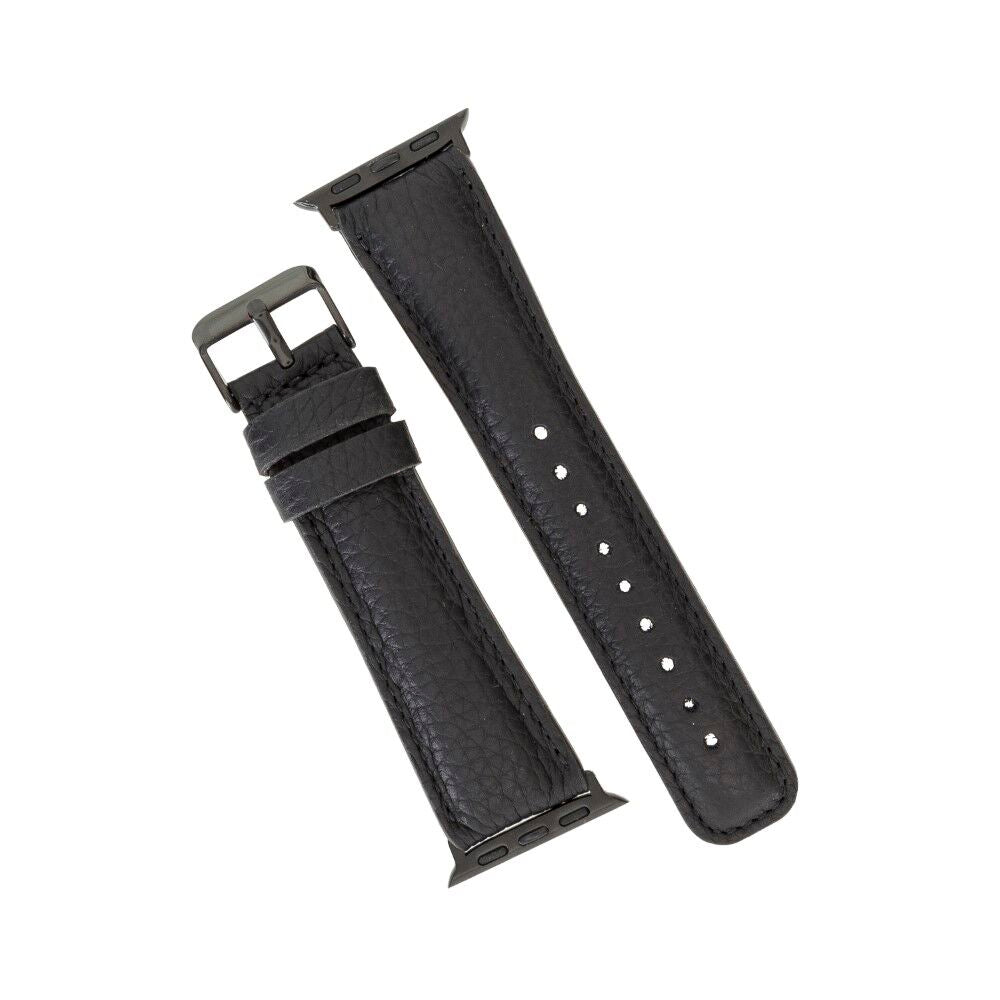 Apple Watch Uyumlu Deri Kordon 42-44-45mm FL1 Siyah