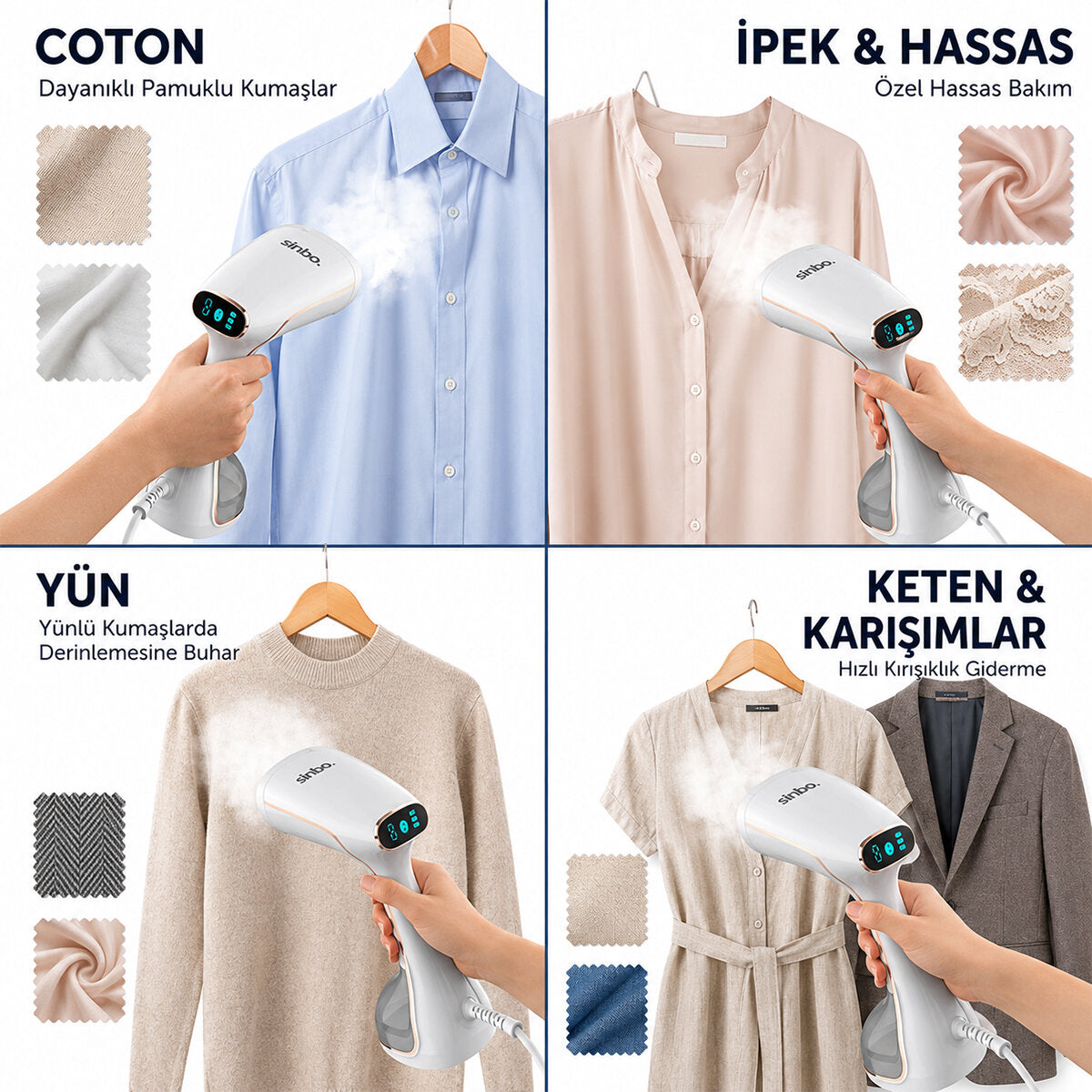 BUHARLI KIRIŞIKLIK GİDERİCİ DİK ÜTÜ 2 MOD 320ML SU KAPASİTE DK 26G BUHAR DOKUNMATİK EKRAN SSI-6634 (4887)