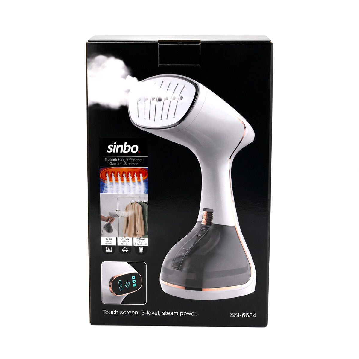 BUHARLI KIRIŞIKLIK GİDERİCİ DİK ÜTÜ 2 MOD 320ML SU KAPASİTE DK 26G BUHAR DOKUNMATİK EKRAN SSI-6634 (4887)