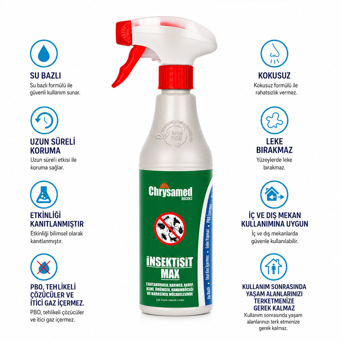 CHRYSAMED İNSEKTİSİT MAX SIVI BÖCEK İLAÇ SPREY 500ML HAMAMBÖCEK - KENE - AKREP - KARINCA - TAHTA KURUSU (4887)
