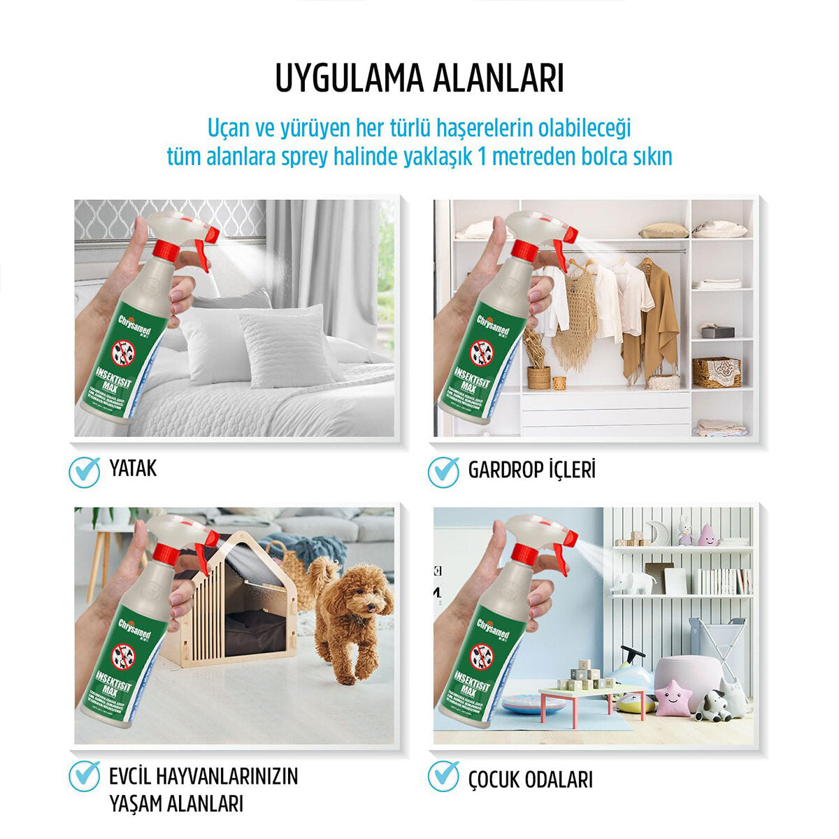 CHRYSAMED İNSEKTİSİT MAX SIVI BÖCEK İLAÇ SPREY 500ML HAMAMBÖCEK - KENE - AKREP - KARINCA - TAHTA KURUSU (4887)