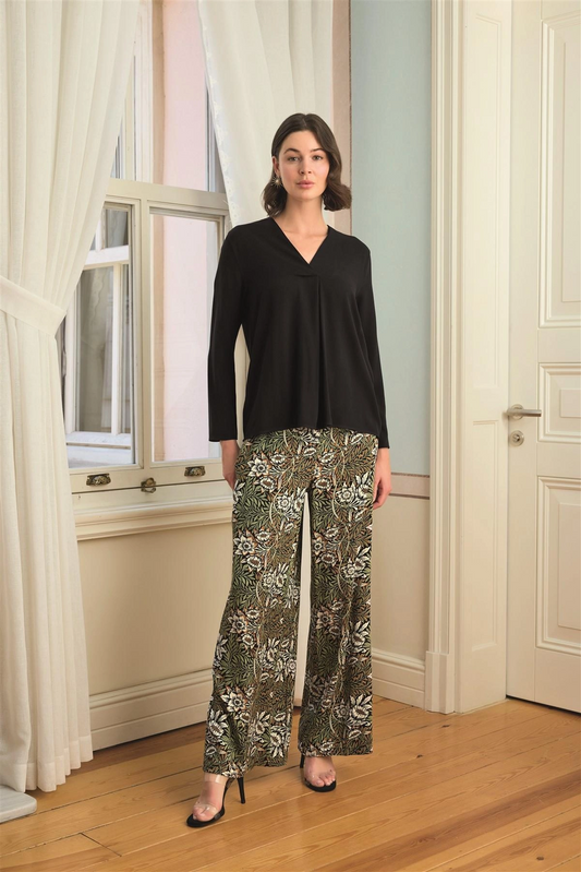 Çiçek Yaprak ve Etnik Desenli Uzun Kollu Pijama Takımı - KLBN29183