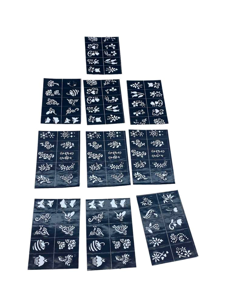 ÇİÇEKLİ 10X14CM TÜP KINA DESEN ÇIKARTMA ŞABLONU 12 PARÇA (4887)