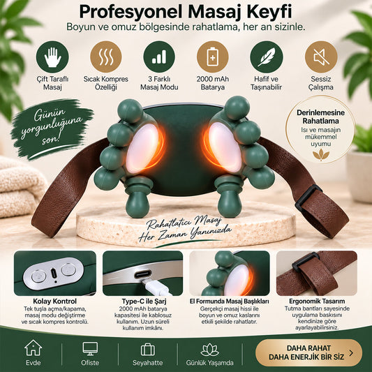 ÇİFT EL ŞEKLİNDE BOYUN VE OMUZ MASAJ ALETİ 5V - 2000mAH 165X155X135MM DP-770 (4887)