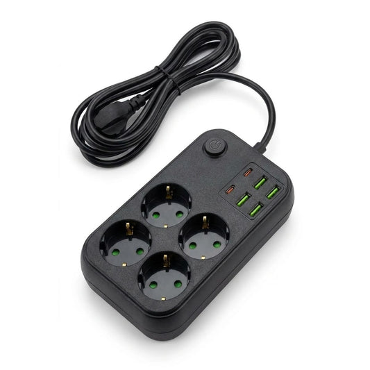 Çoklu Priz Uzatma Kablosu 4 Soket + 4 USB + 2 Type-C – Termal Akım Korumalı, Isıya Dayanıklı, Çocuk Korumalı Güvenli Priz 100-250V - Kablo Uzunluğu 2 Metredir (4887)