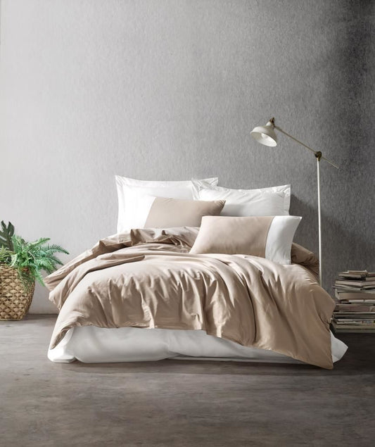 Cotton Box Plain Çift Kişilik Nevresim Takımı Vizon Krem