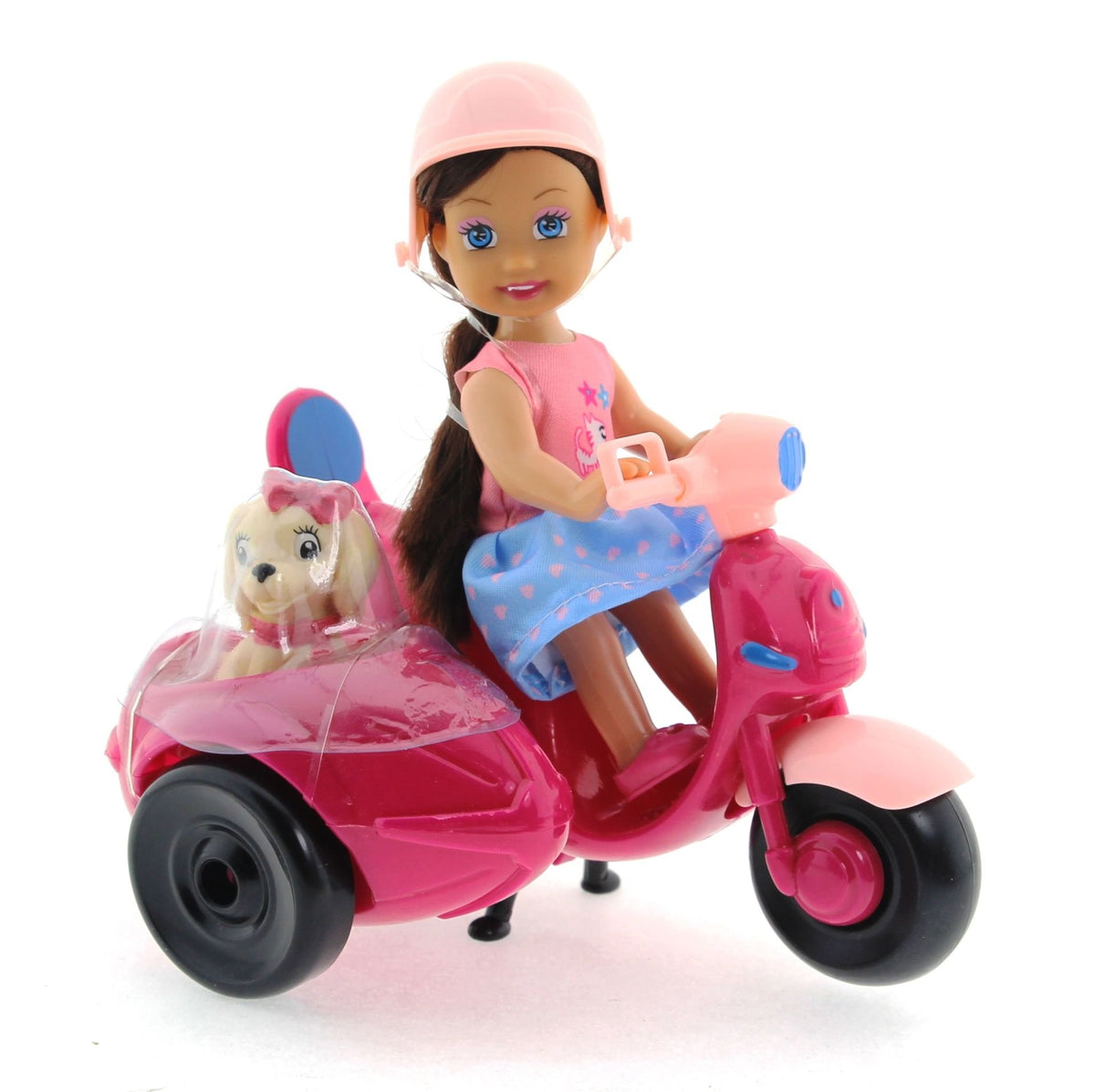 Cute Doll Mini Bebek ve Köpekli Mor Motorsiklet
