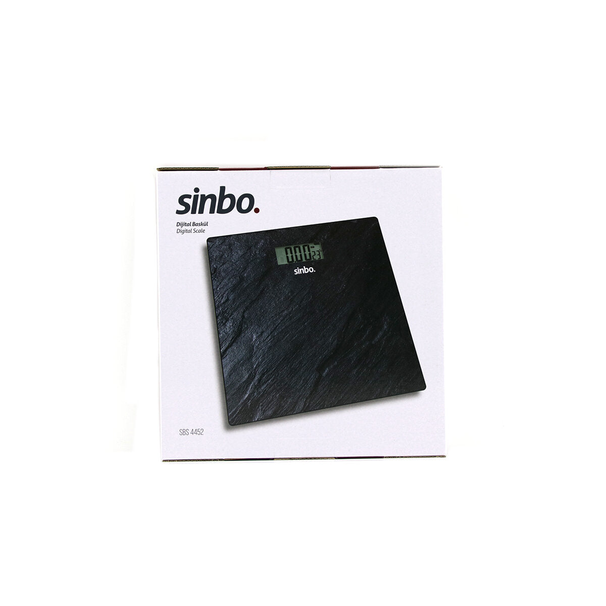 DİJİTAL - PİLLİ  CAM BANYO BASKÜLÜ  LCD EKRAN - SICAKLIK GÖSTERGELİ   180KG/50GR   26X26CM  SİNBO SBS-4450 (4887)