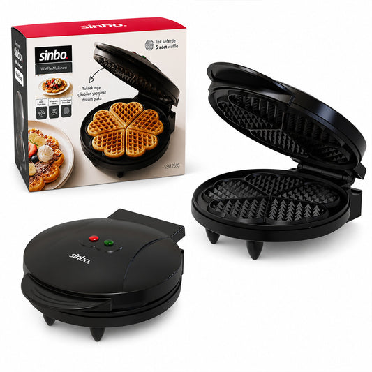DÖKÜM BELÇİKA WAFFLE MAKİNESİ ELEKTRİKLİ 5 WAFFLE YAPIŞMAZ YÜZEY 850W SSM-2595 (4887)