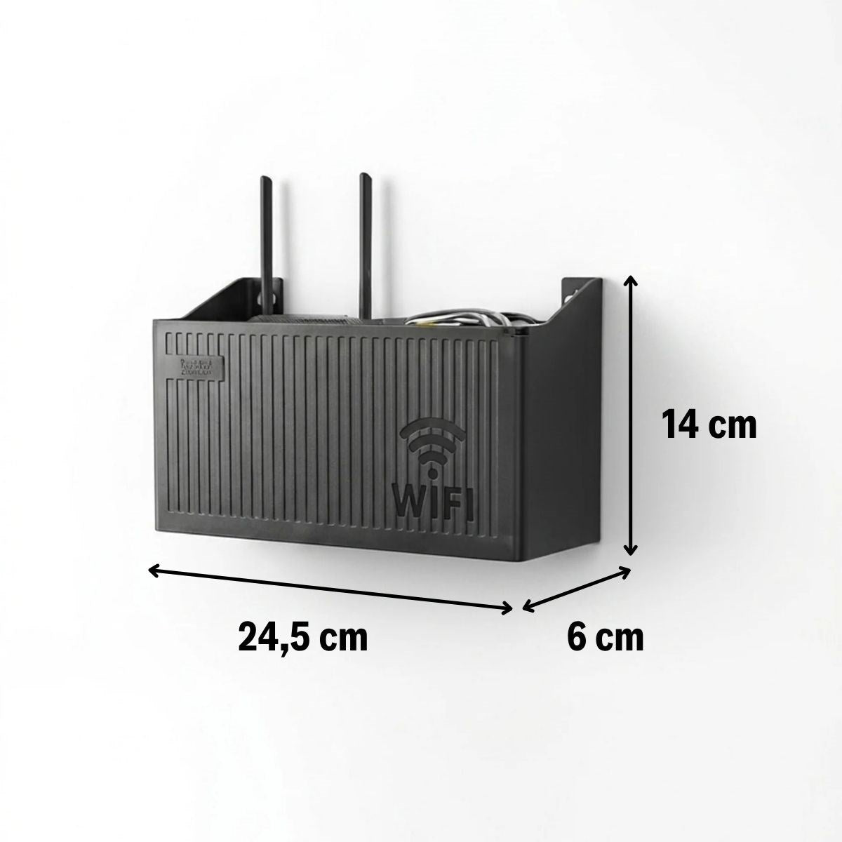 Duvar Tipi Wi-Fi Modem Saklama Kutusu(Siyah) – Kablo Düzenleyici Router Raf Organizer (4887)
