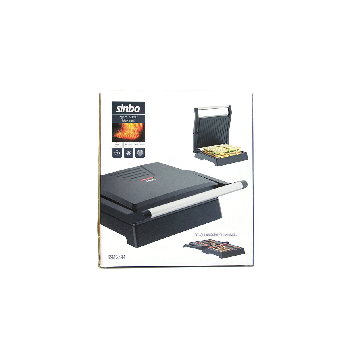 ELEKTRİKLİ TOST MAKİNESİ 4 DİLİM 180° AÇILIR ÜST GÖVDE = IZGARA KULLANIM 1000W SSM-2594 (4887)