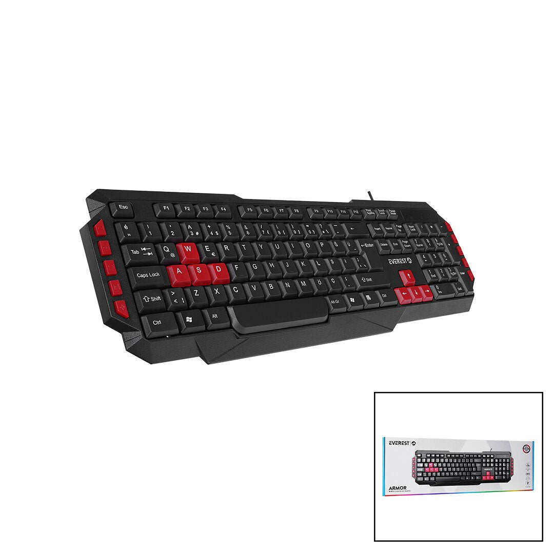 EVEREST KB-G7-ARMOR  USB KABLOLU  OYUNCU KLAVYE  RENKLİ OYUN TUŞLARI - MULTİMEDYA TUŞLARI   150CM (4887)