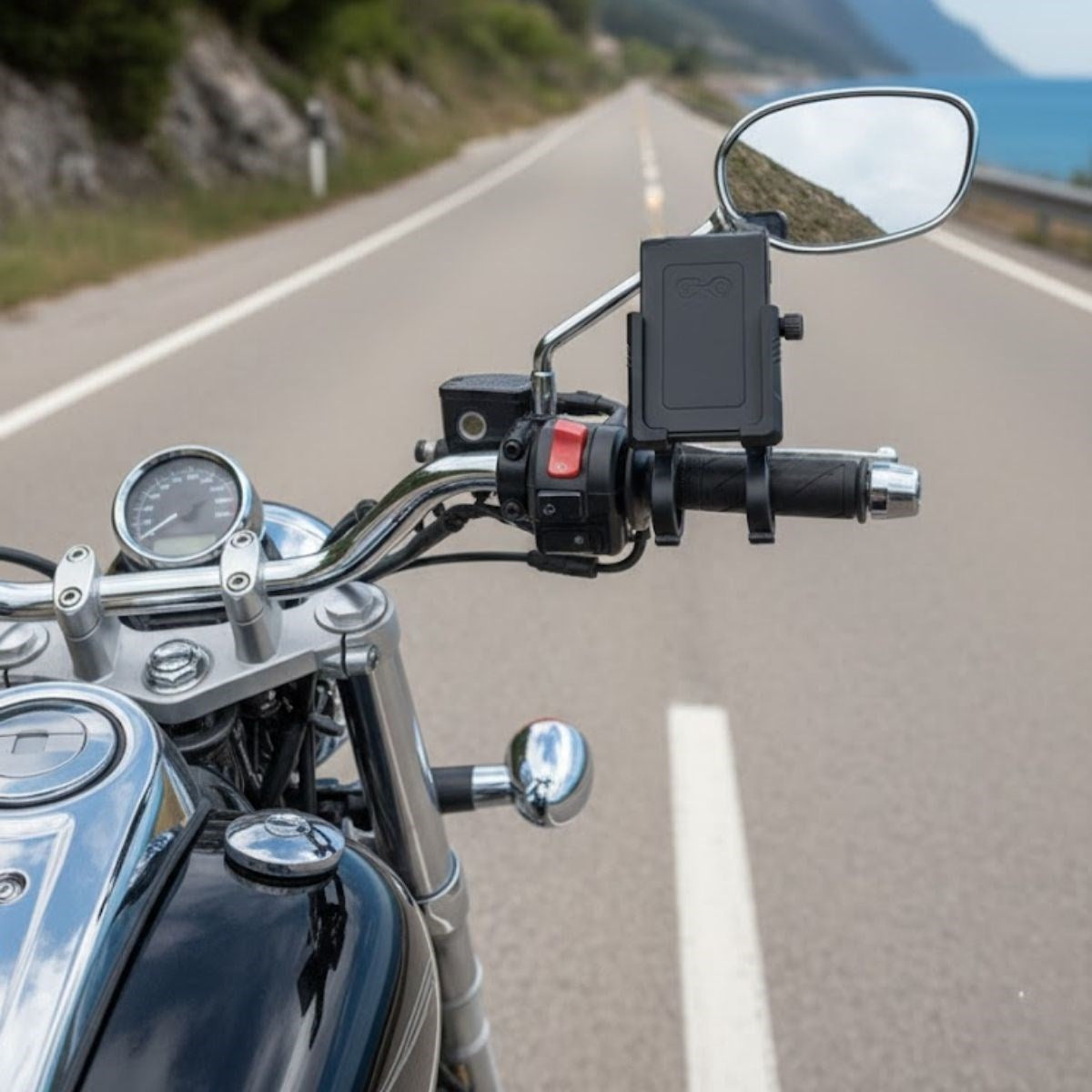 Evrensel Motosiklet Telefon Tutucu – Kaymaz, Kilitlenebilir Güvenli Tutuşlu, 360° Ayarlanabilir Gidon Bağlantılı Akıllı Telefon Aparatı (4887)