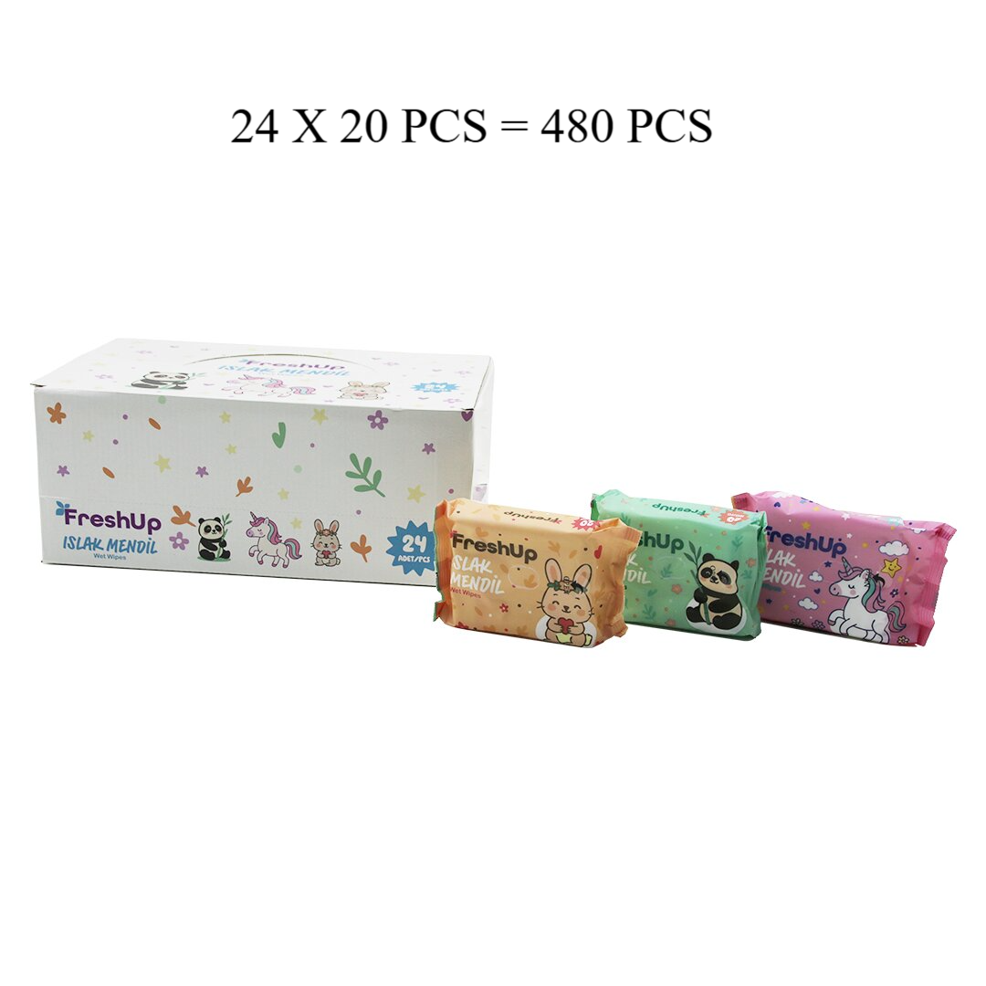 FRESHUP MİNİ 24X20PCS = 480 PCS CEP ISLAK MENDİL MİX (4887)
