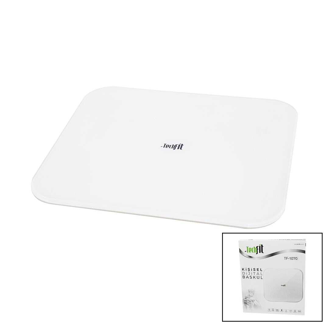 GİZLİ EKRAN -SOFT BEYAZ CAM ZEMİN  DİJİTAL BASKÜL TERAZİ 180KG SENSÖR -LED EKRAN -ODA℃ TF-1070 (4887)