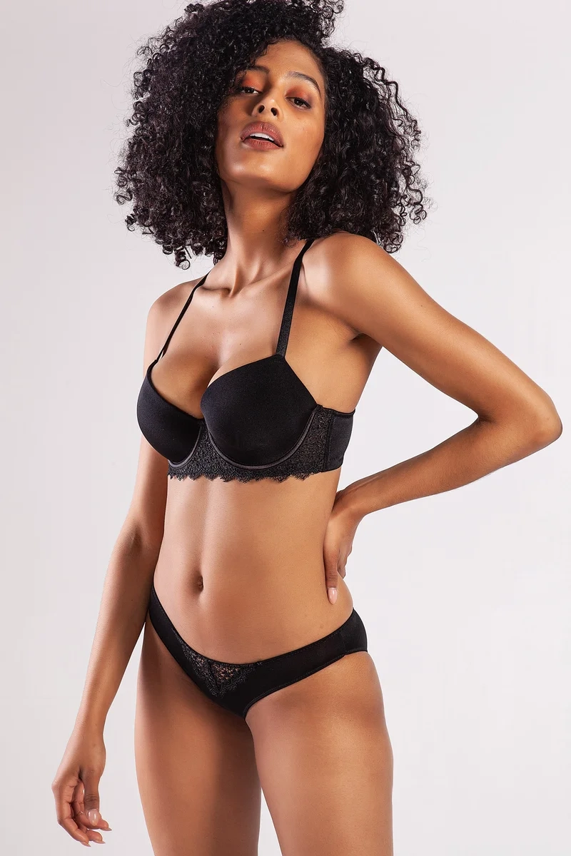 Golshan Garland Big size Plunge Bra, Black Konforlu ve Şık Sütyen