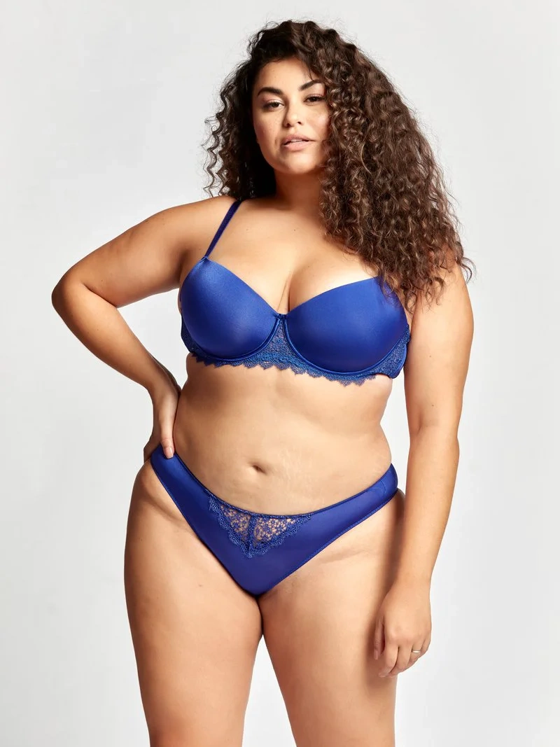 Golshan Garland Big size Plunge Bra, Saks Mavi Konforlu ve Şık Sütyen
