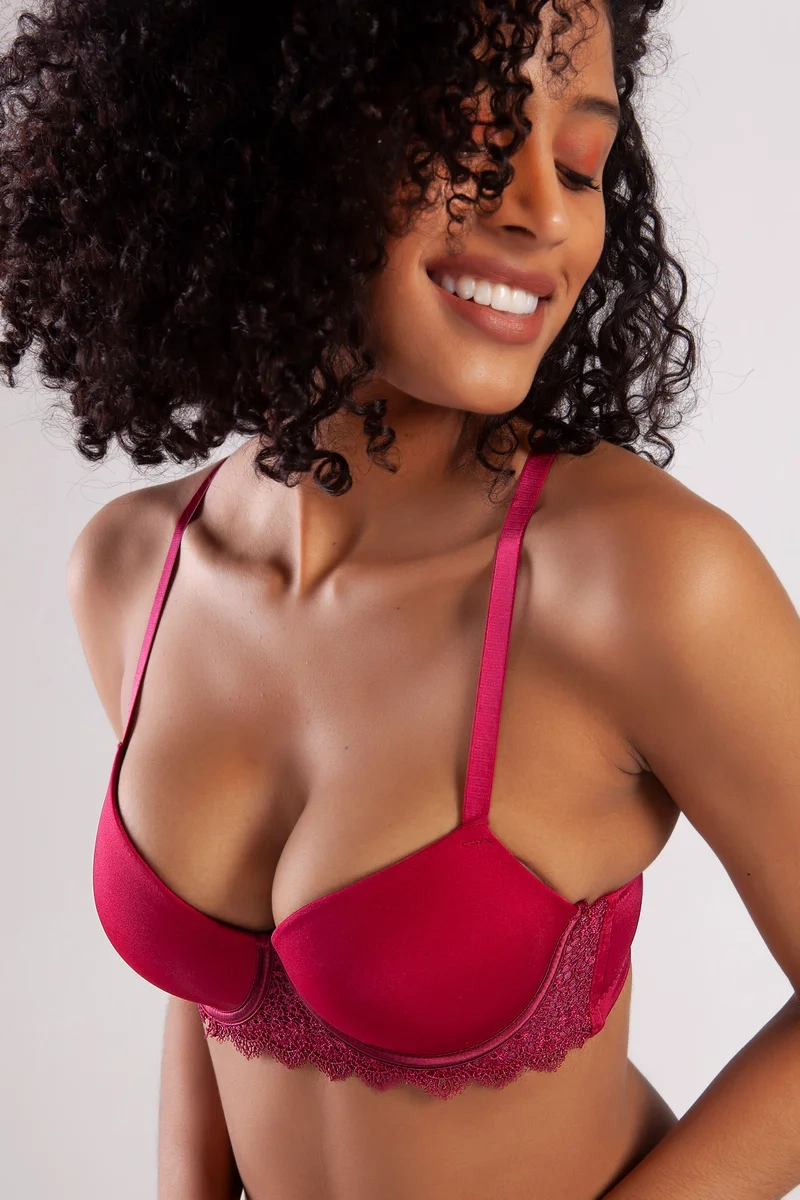 Golshan Garland Big size Plunge Bra, Şarap Rengi Konforlu ve Şık Sütyen