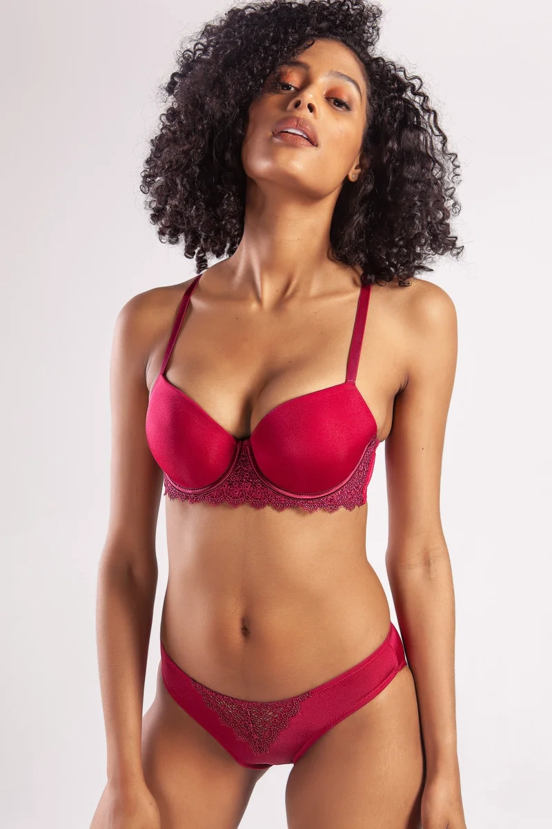 Golshan Garland Big size Plunge Bra, Şarap Rengi Konforlu ve Şık Sütyen