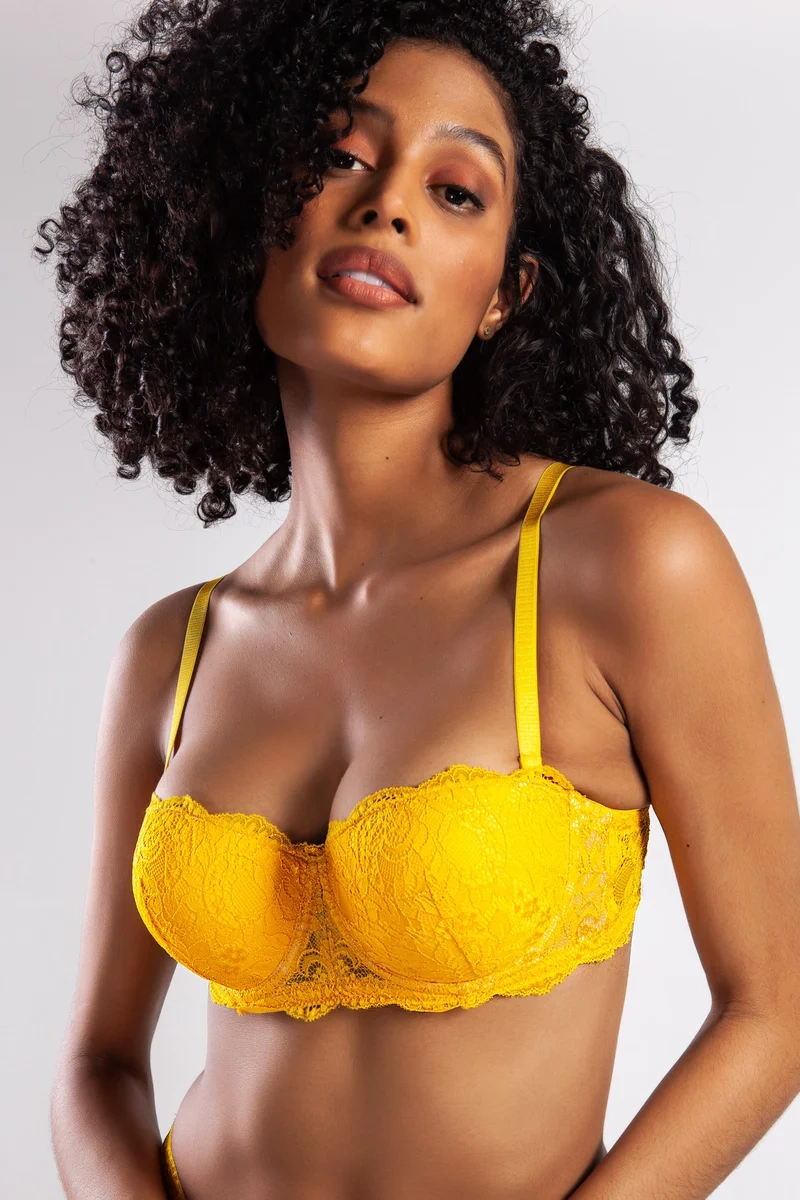 Golshan G.Colors Push Up Strapless Bra, Sarı Konforlu ve Şık Sütyen