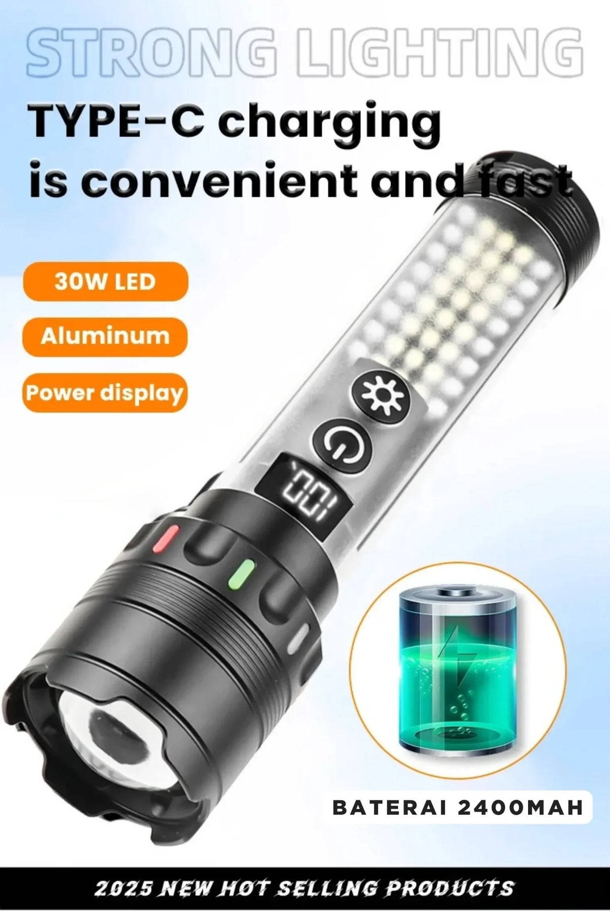 Güçlü Taktik Led El Feneri Paweınuo Sdt53 – 3800lm, 35w, Yan Cob Aydınlatma Ve Type-c Şarj Özelliğine Sahip (4887)