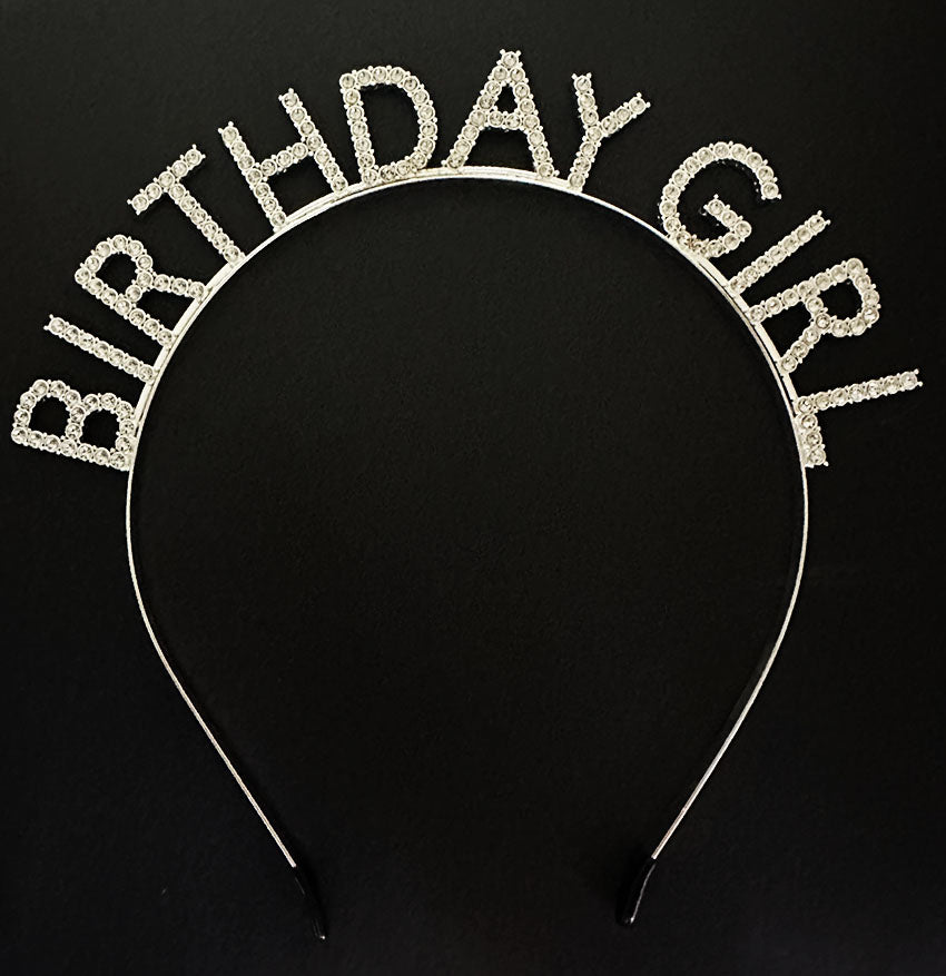 Gümüş Kristal Taşlı Birthday Girl Doğum Günü Tacı İthal Ürün A Kalite 17x16 cm (4887)