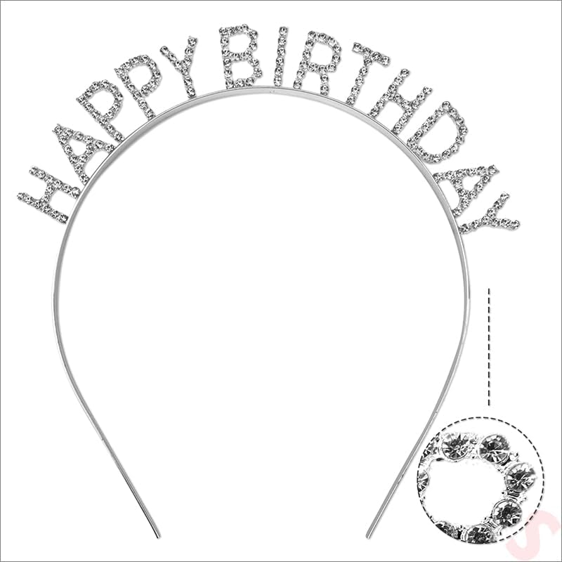Gümüş Kristal Taşlı Happy Birthday Doğum Günü Tacı İthal Ürün A Kalite 17x16 cm (4887)