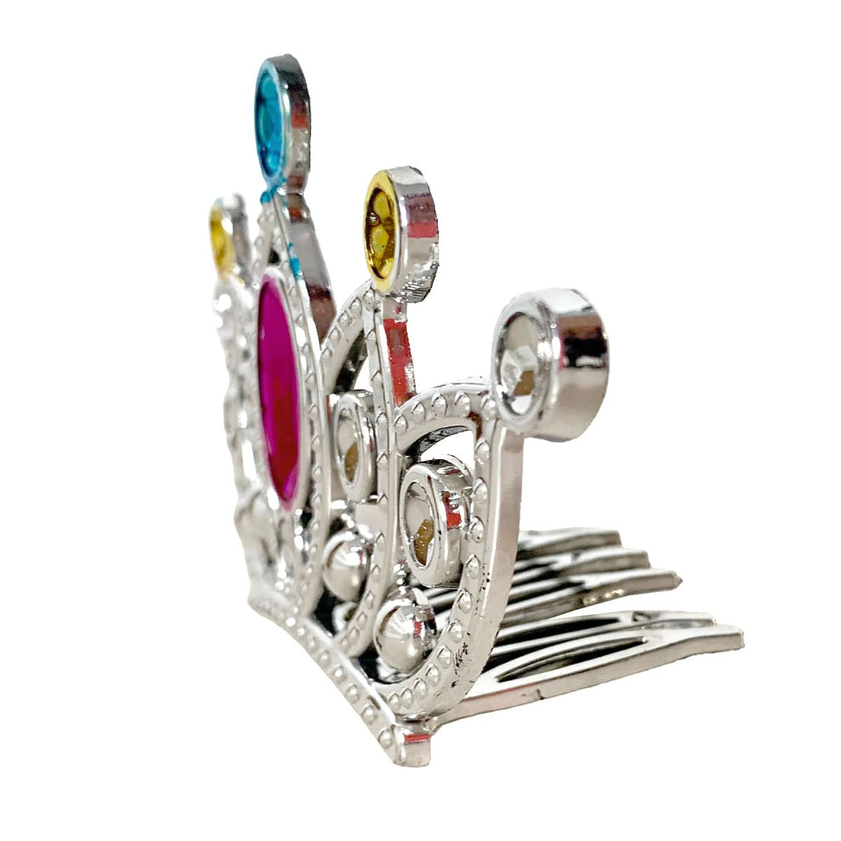 Gümüş Renk Taraklı Model Prenses Kraliçe Tacı 2 No 12x7 cm (4887)