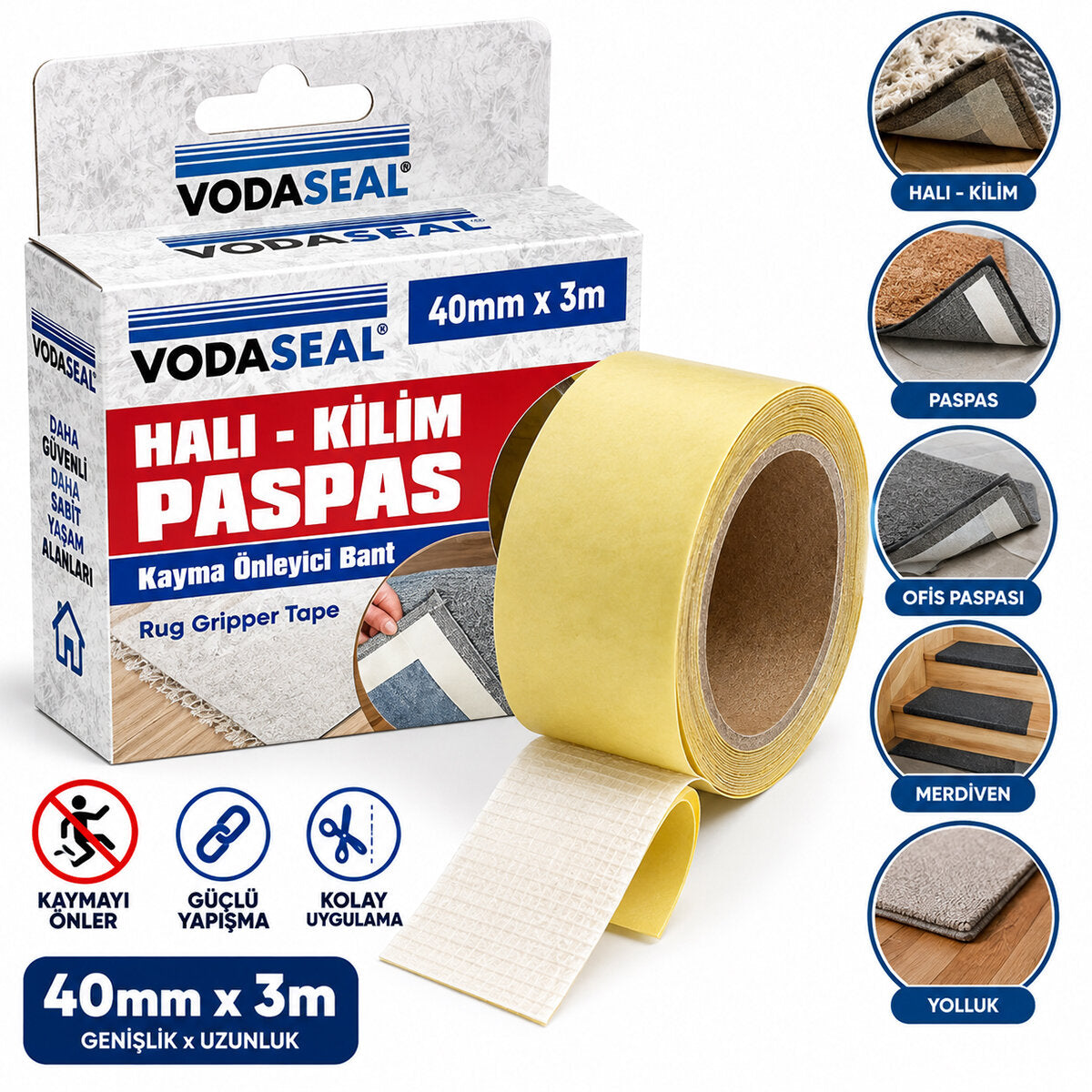 HALI - KİLİM - PASPAS KAYDIRMAZ BANT 40MMX3M (4887)