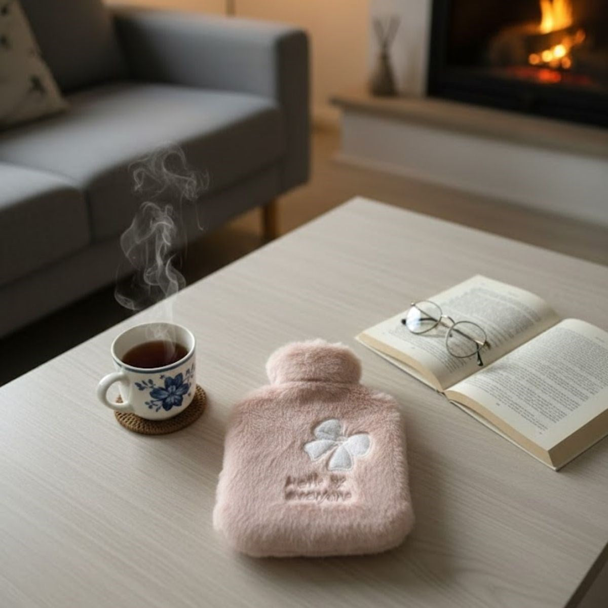 Hello Everyone Yazılı Kurdeleli Pembe Peluş Sıcak Su Torbası 1 Lt – Yumuşak Kılıf, Uzun Süre Sıcak Tutan Termal Su Torbası (4887)