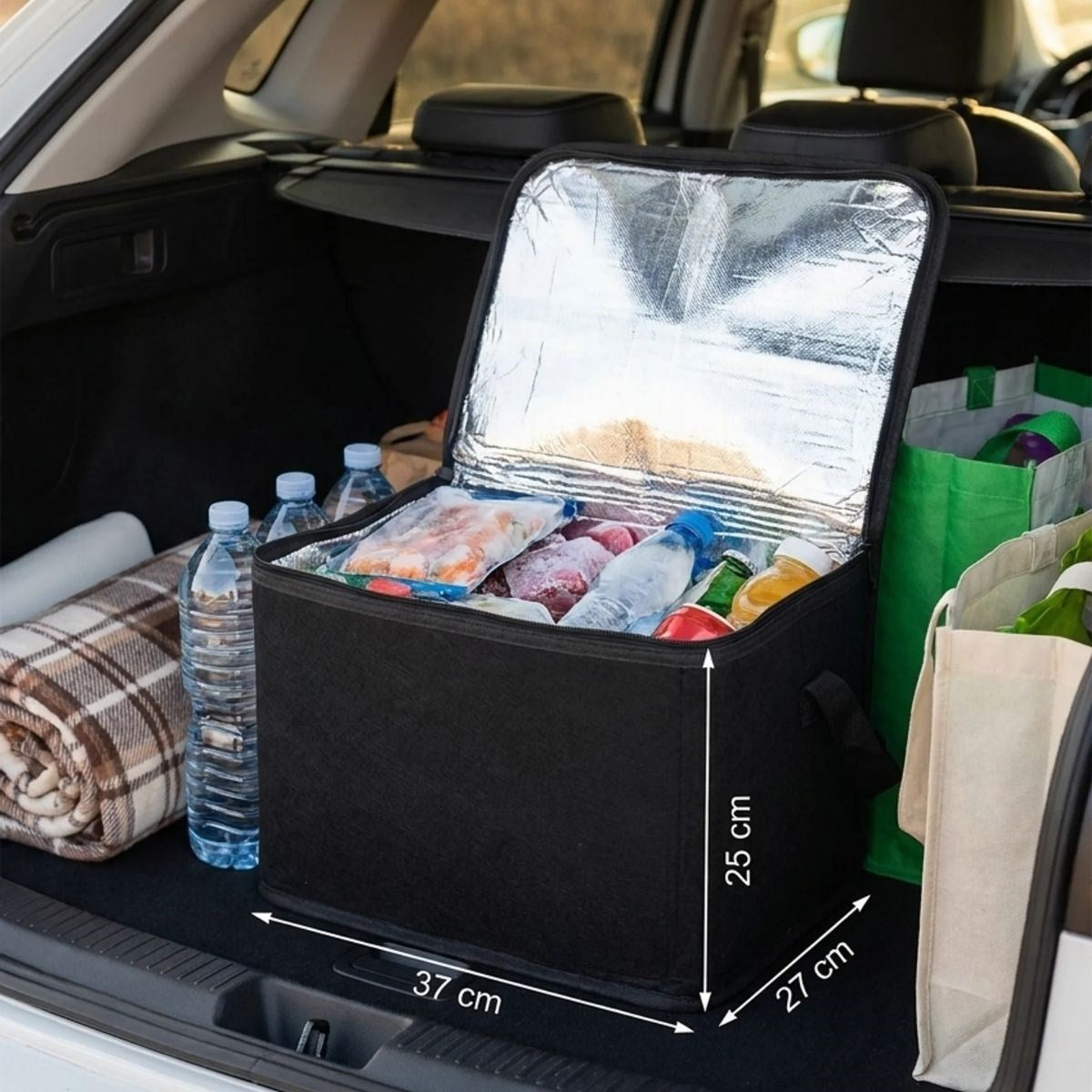 Isı Koruyucu Termal Taşıma Çantası 32 Litre – Araç Bagaj Organizeri, Termos, Katlanabilir Keçe Saklama Çantası 37x27x25 cm (4887)